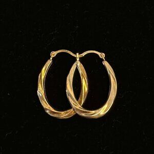 10kt Yellow Gold Oblong Hoop Earrings